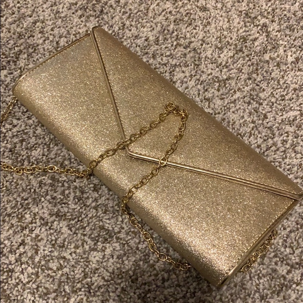 Aldo gold sparkly clutch
